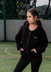 NACKERS Women's Black High Quality Poly Cotton Full Sleeves Hoodies with Zip