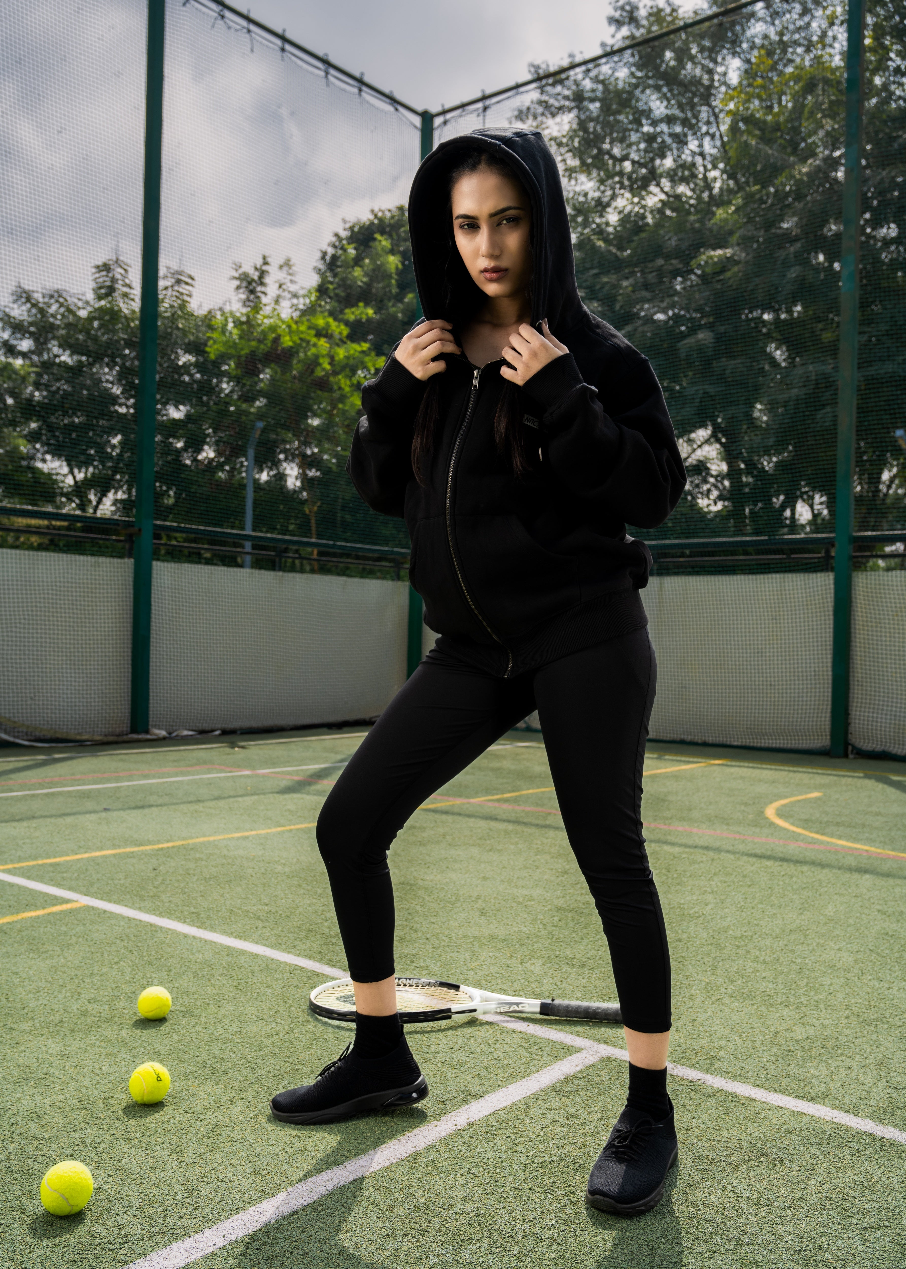 NACKERS Women's Black High Quality Poly Cotton Full Sleeves Hoodies with Zip