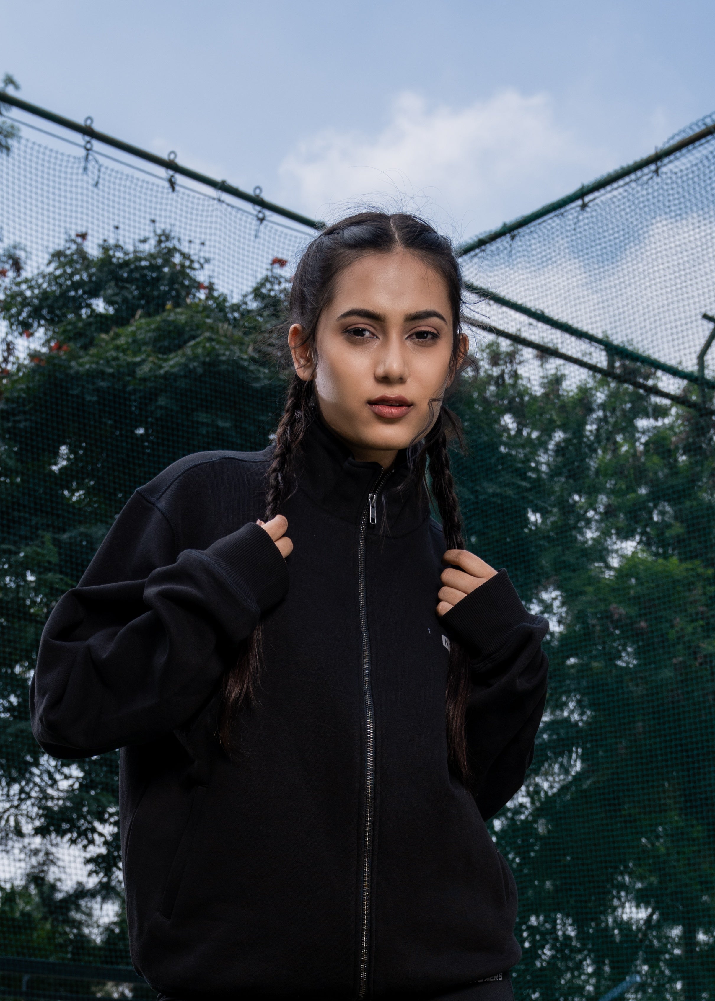 NACKERS Women's Black High Quality Poly Cotton Full Sleeves Jacket with Zip