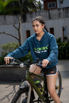 NACKERS Women's Peacock Blue 100% Premium Cotton Full Sleeves Hoodies