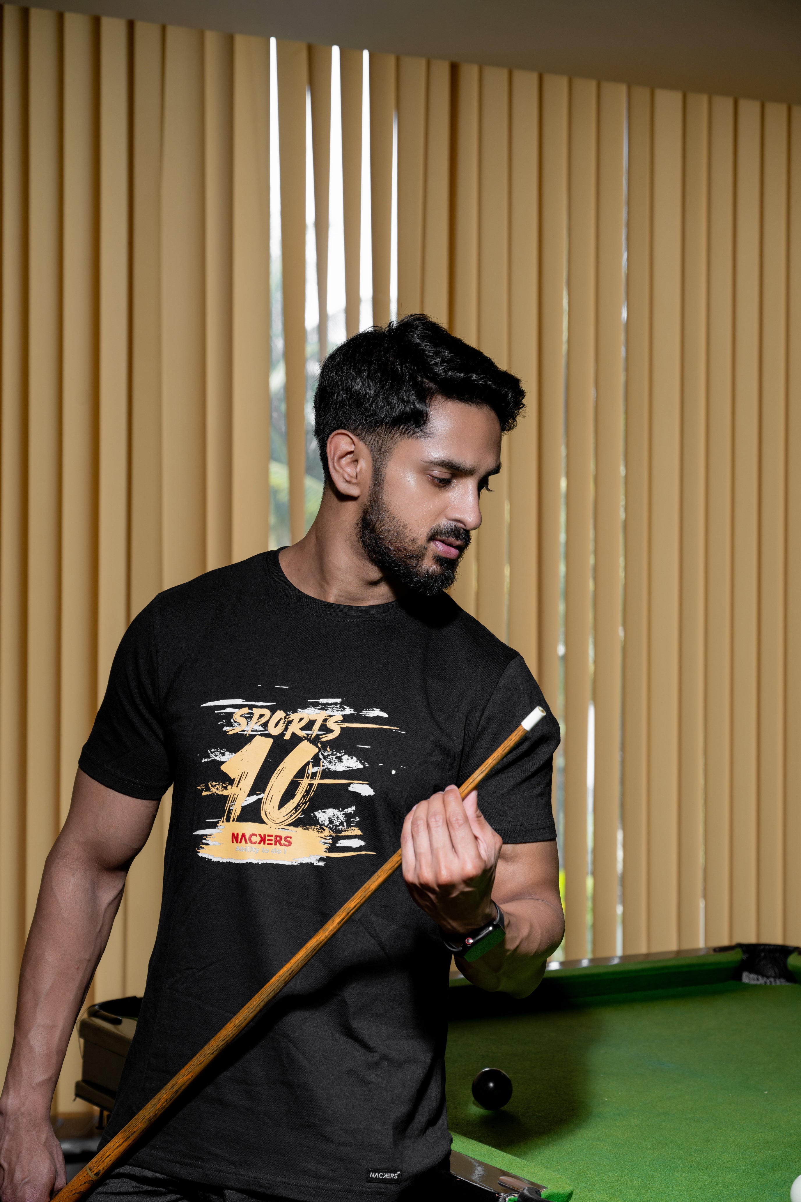 NACKERS Mens Black 100% Super Combed Premium Cotton Half Sleeves Regular Tshirt