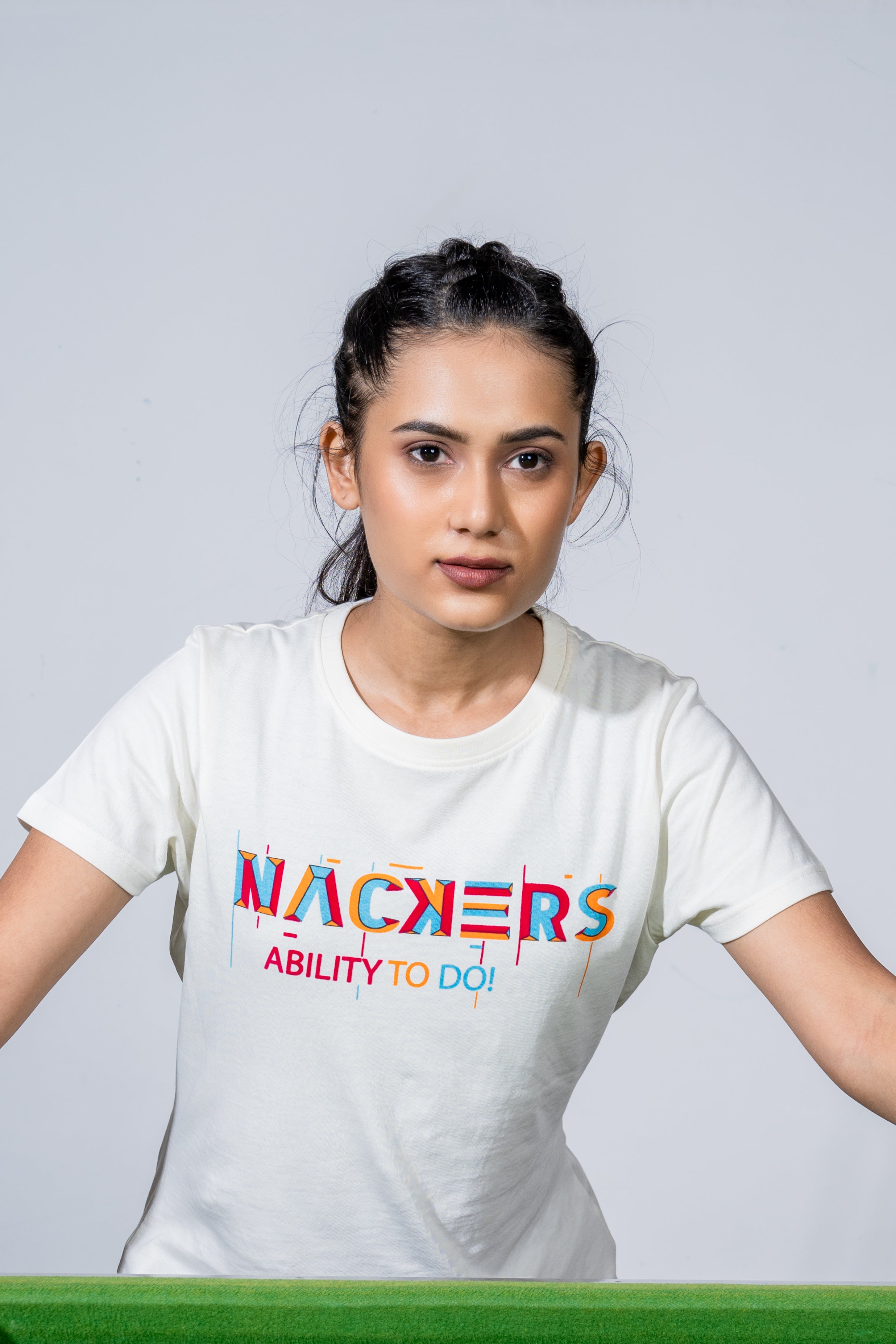 NACKERS Womens Whisper White 100% Super Combed Premium Cotton Half Sleeves Regular Tshirt