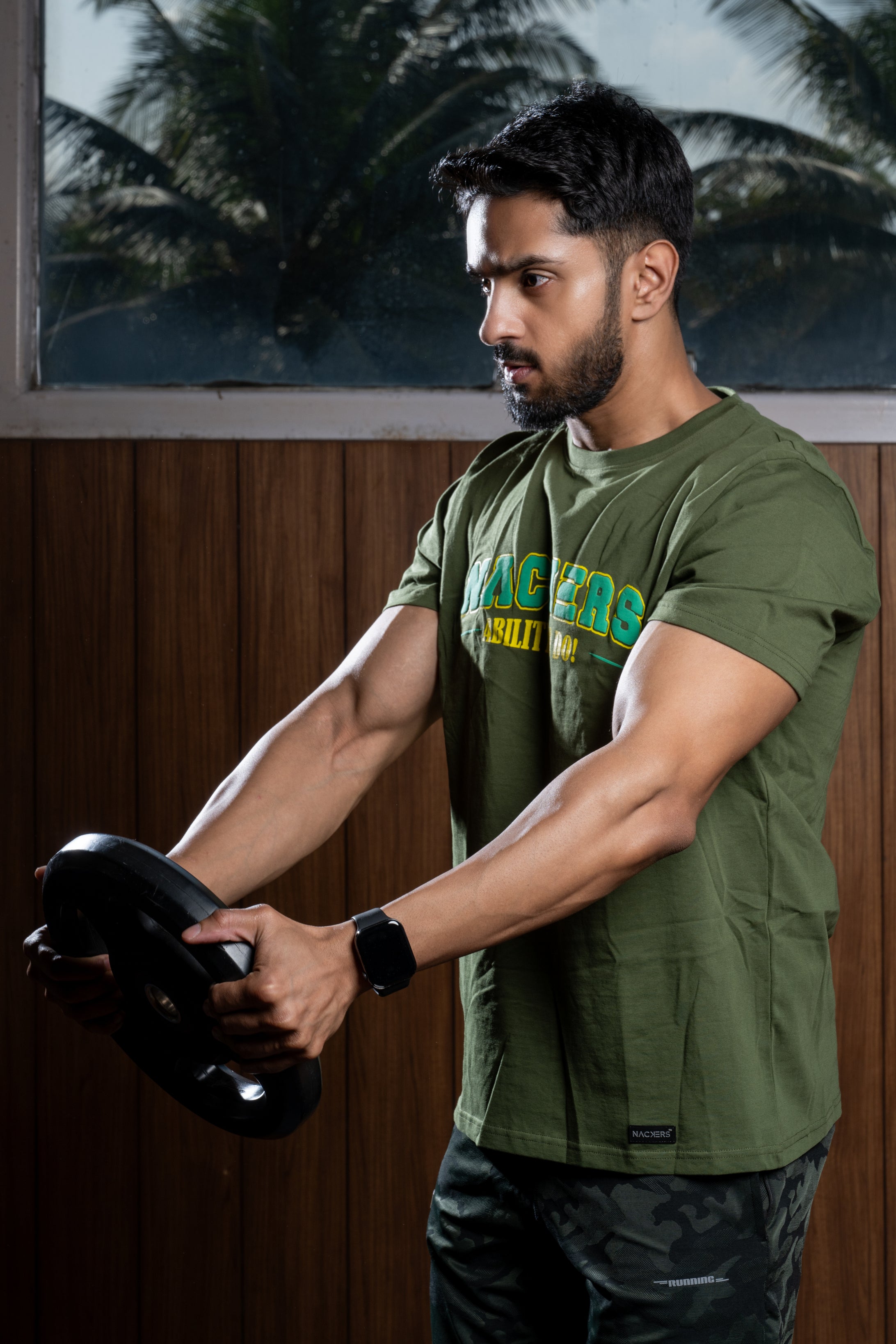 NACKERS Mens Rifle Green 100% Super Combed Premium Cotton Half Sleeves Regular Tshirt