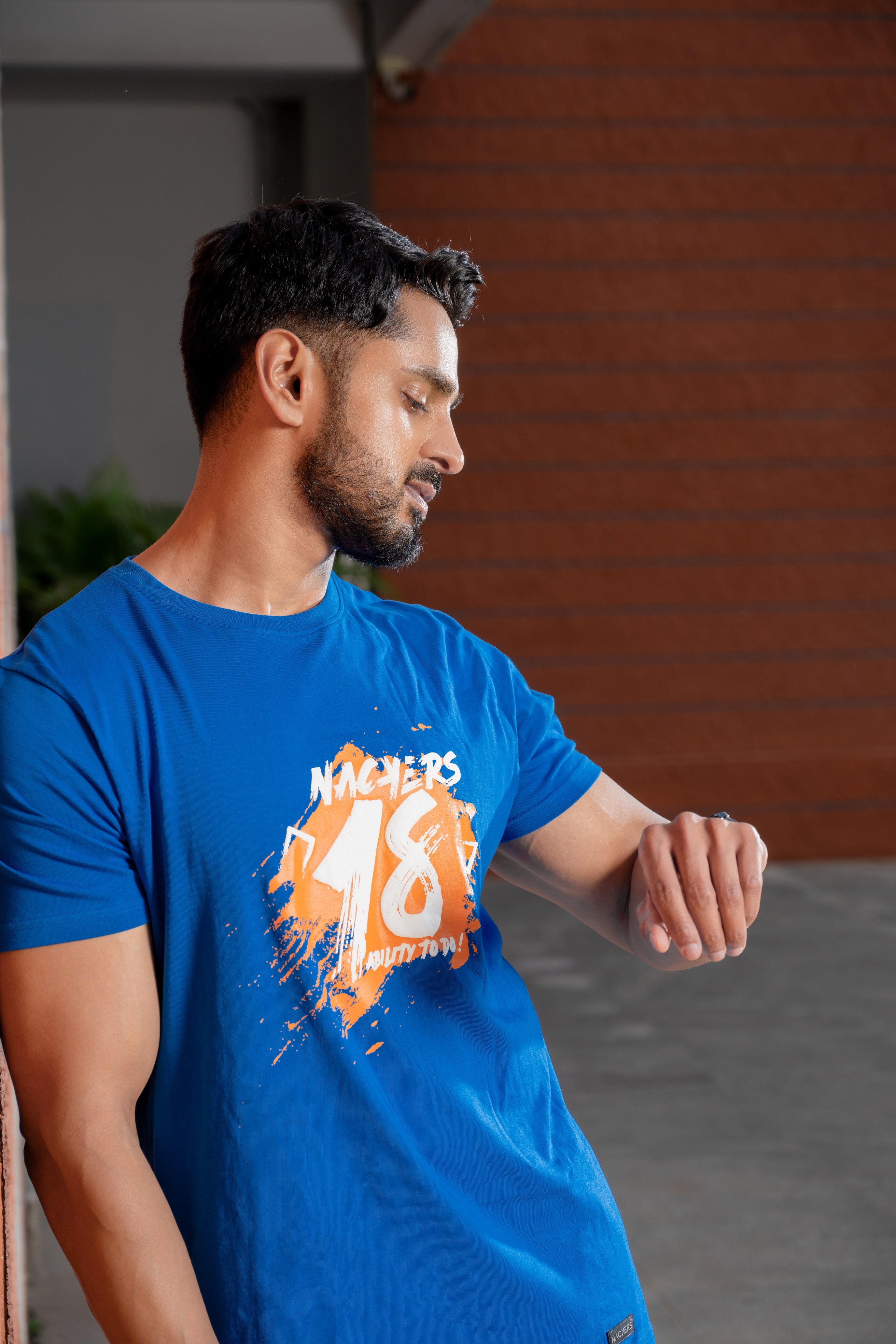 NACKERS Mens Lapis Blue 100% Super Combed Premium Cotton Half Sleeves Regular Tshirt