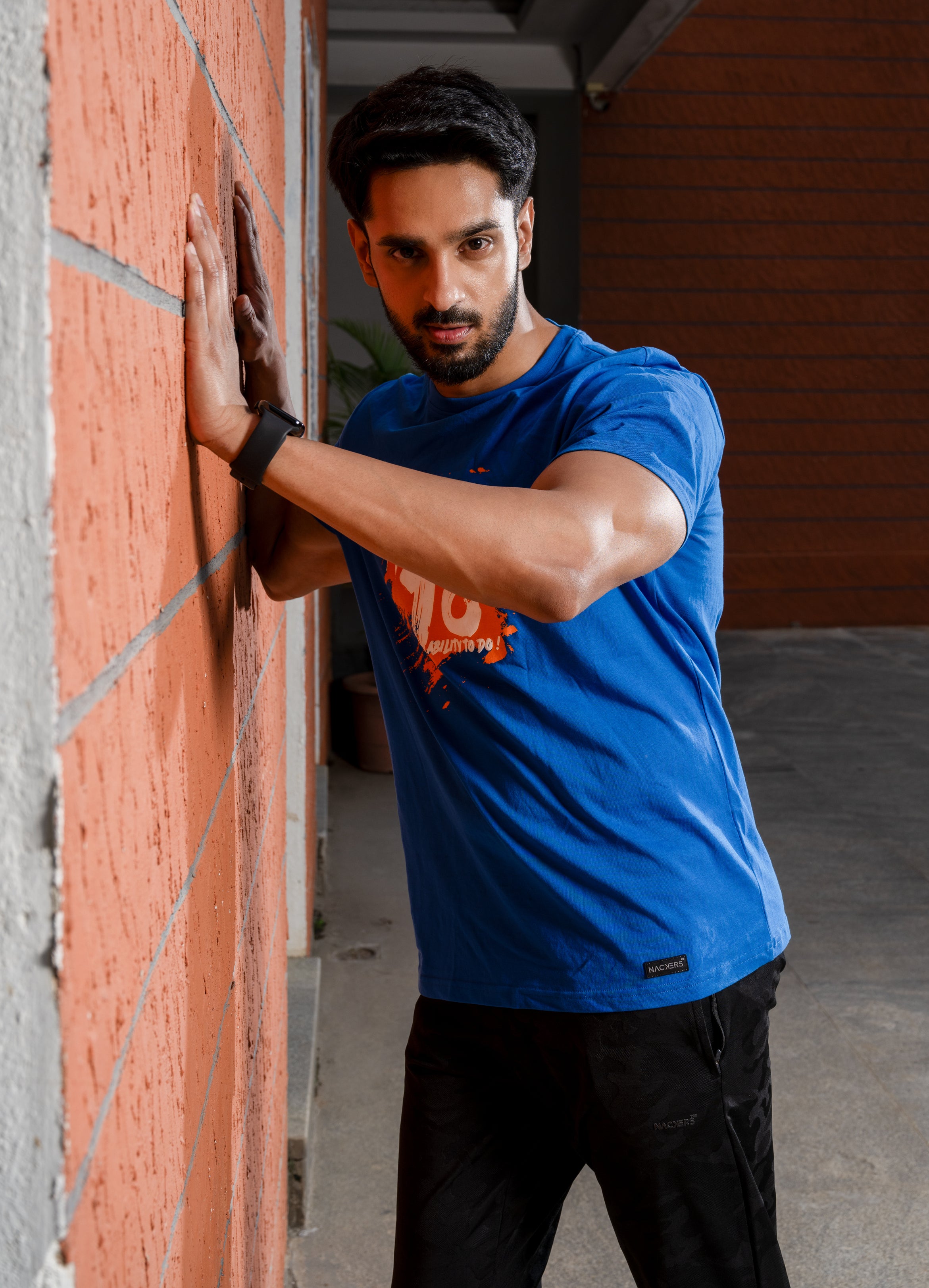 NACKERS Mens Lapis Blue 100% Super Combed Premium Cotton Half Sleeves Regular Tshirt