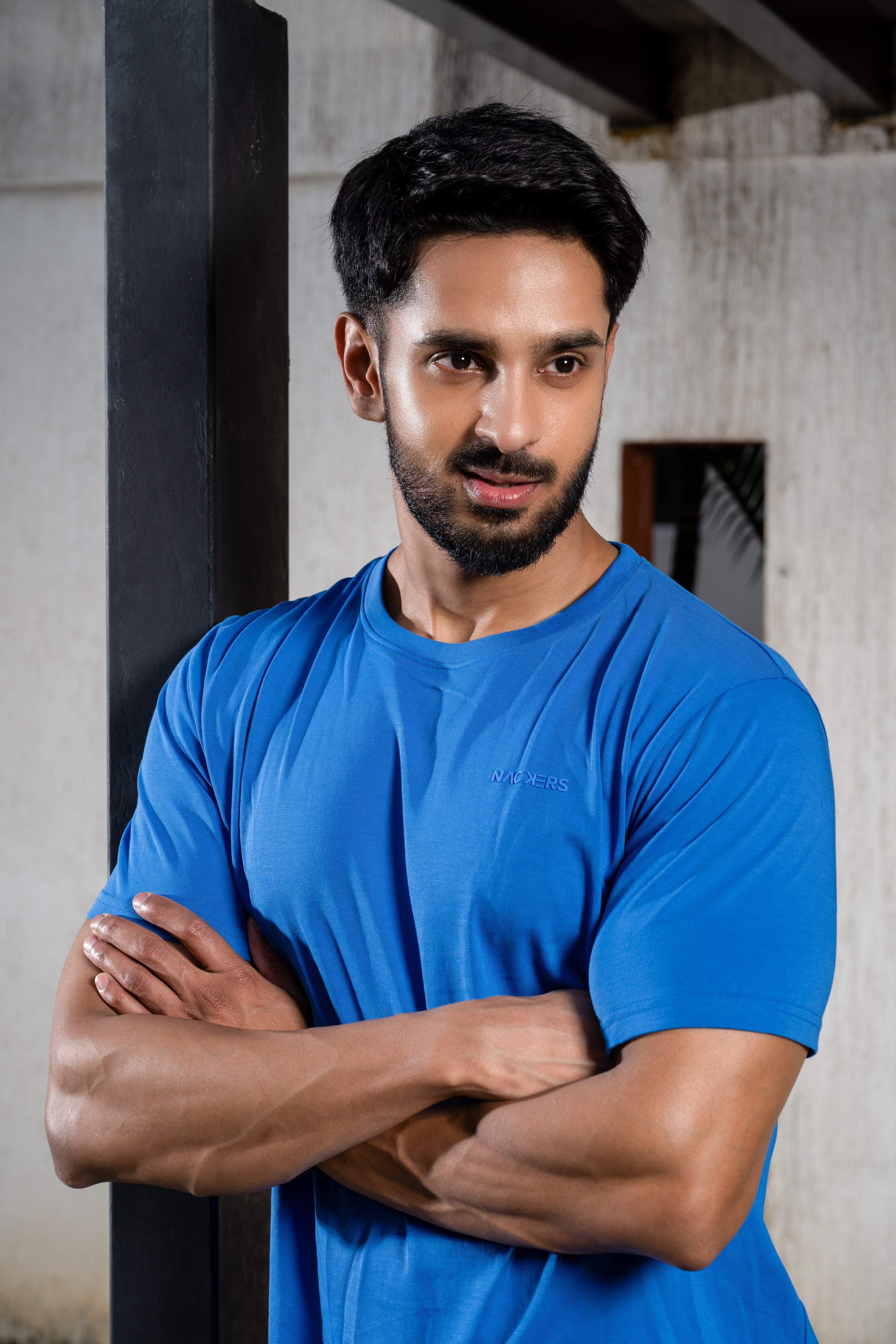 NACKERS Mens Imperial Blue 100% Authentic Supima Cotton Half Sleeves Regular Tshirt