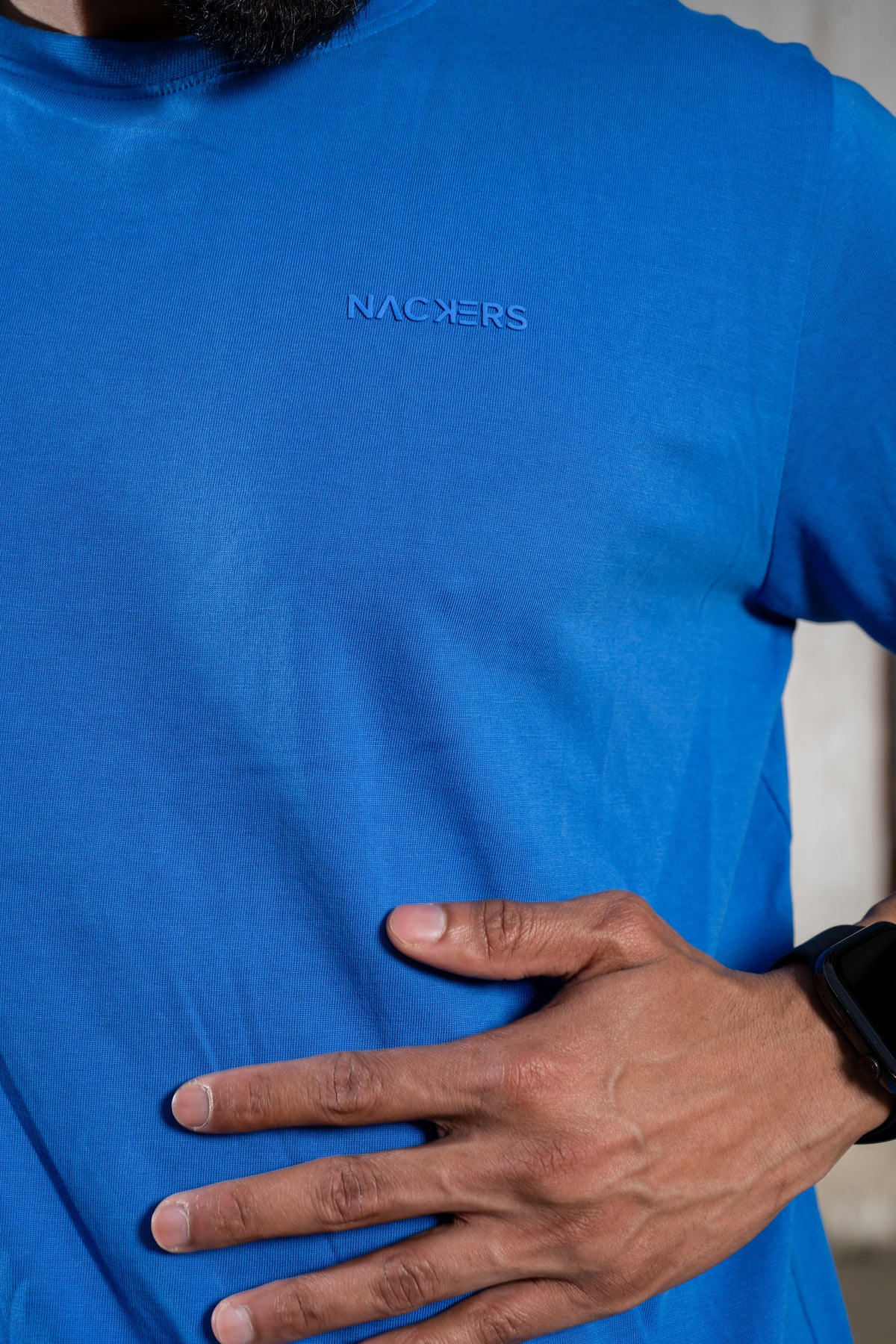 NACKERS Mens Imperial Blue 100% Authentic Supima Cotton Half Sleeves Regular Tshirt
