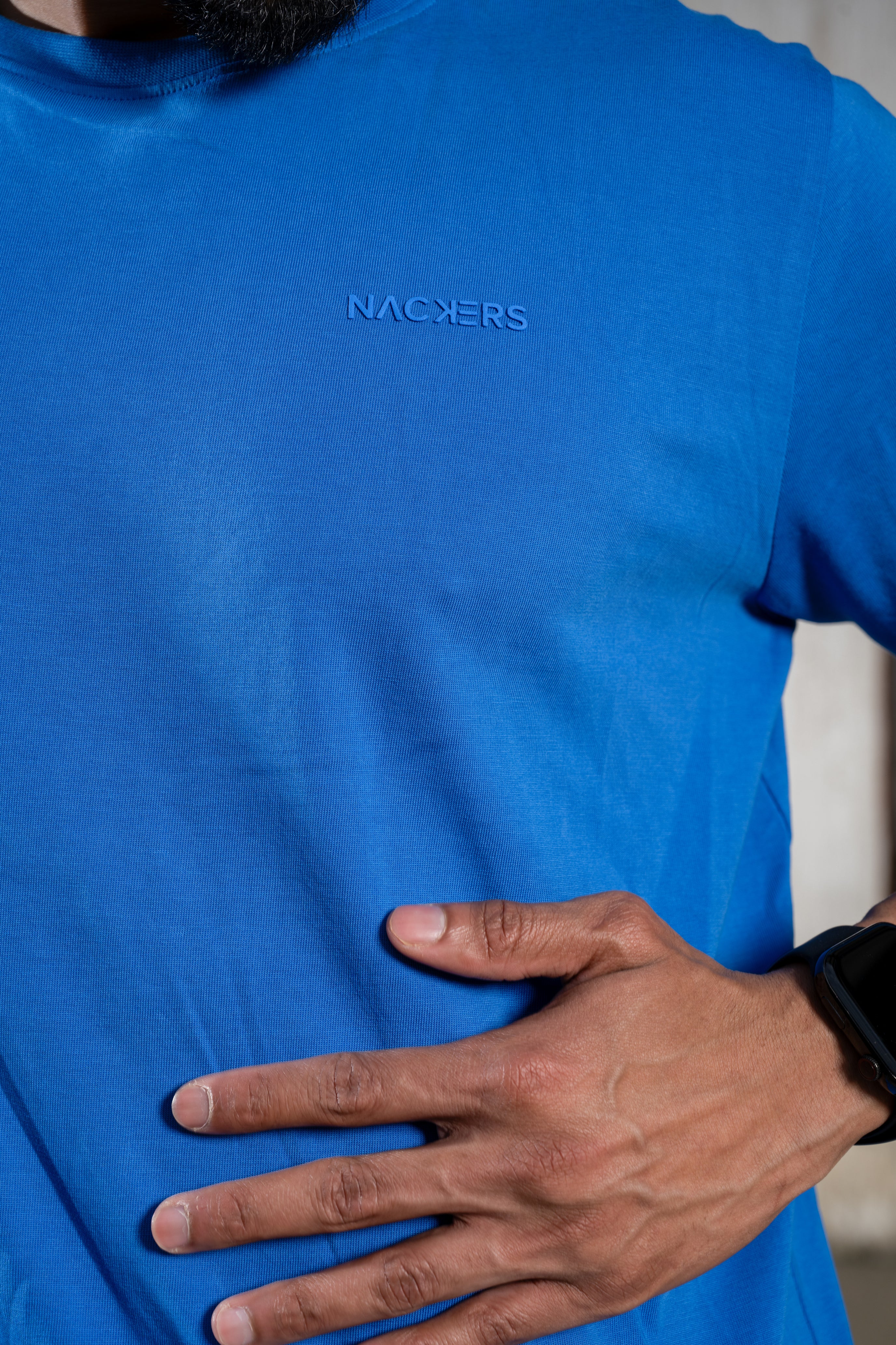 NACKERS Mens Imperial Blue 100% Authentic Supima Cotton Half Sleeves Regular Tshirt