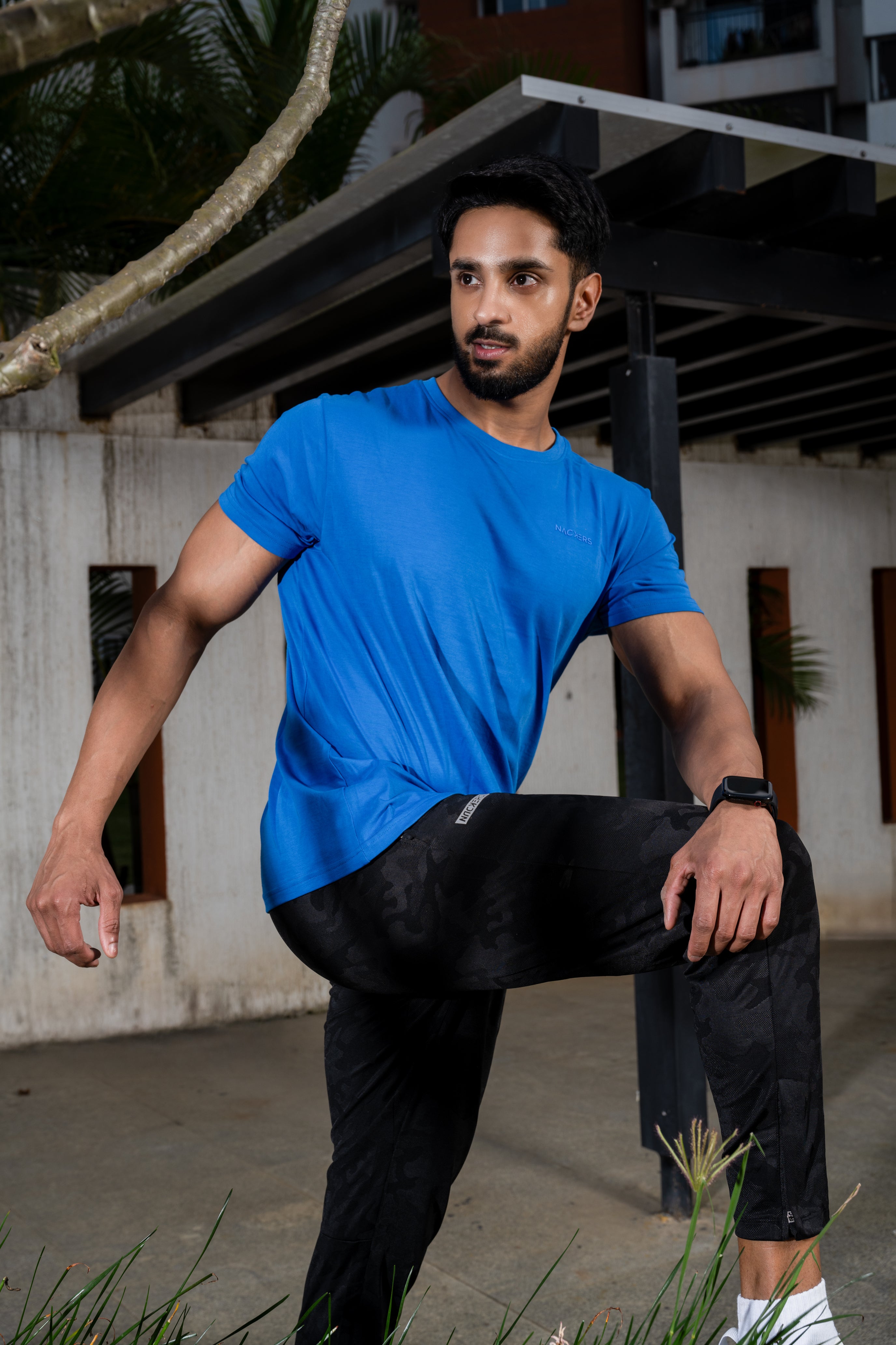 NACKERS Mens Imperial Blue 100% Authentic Supima Cotton Half Sleeves Regular Tshirt