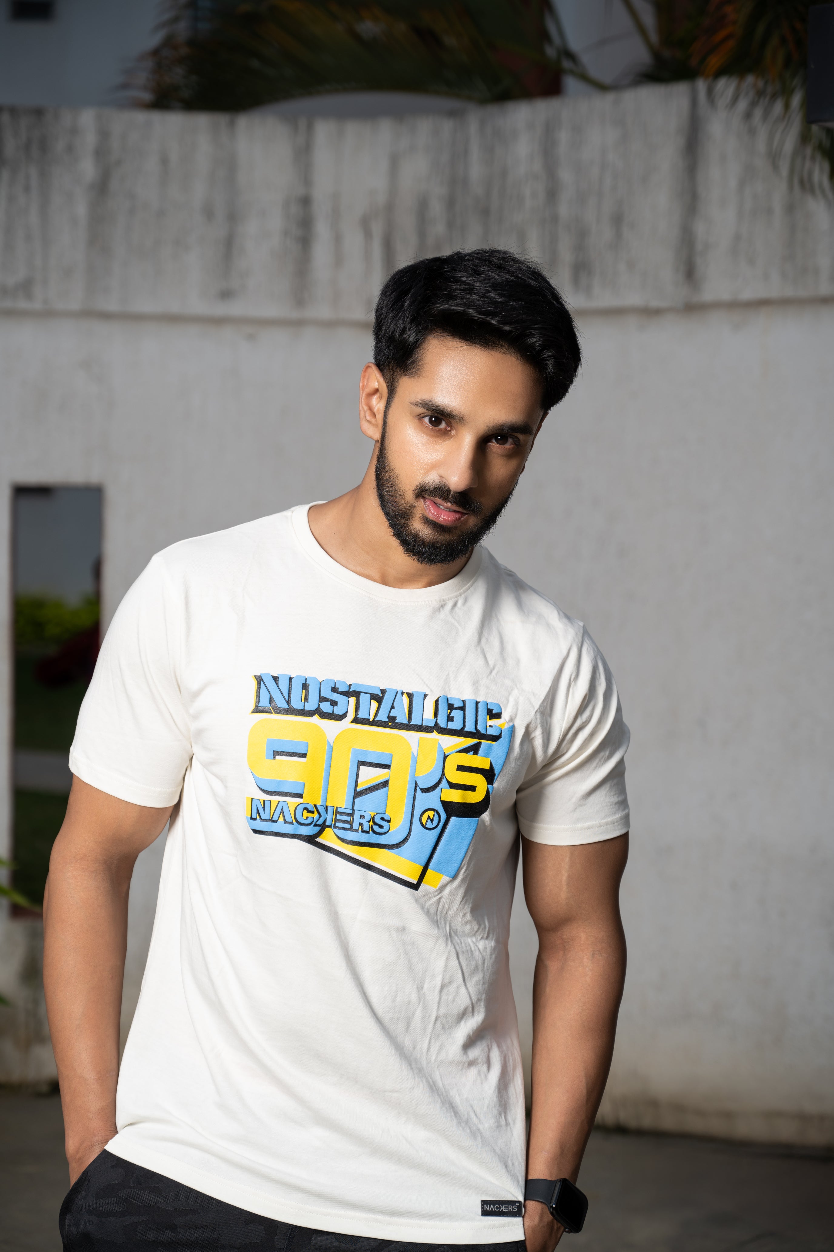NACKERS Mens Whisper White 100% Super Combed Premium Cotton Half Sleeves Regular Tshirt