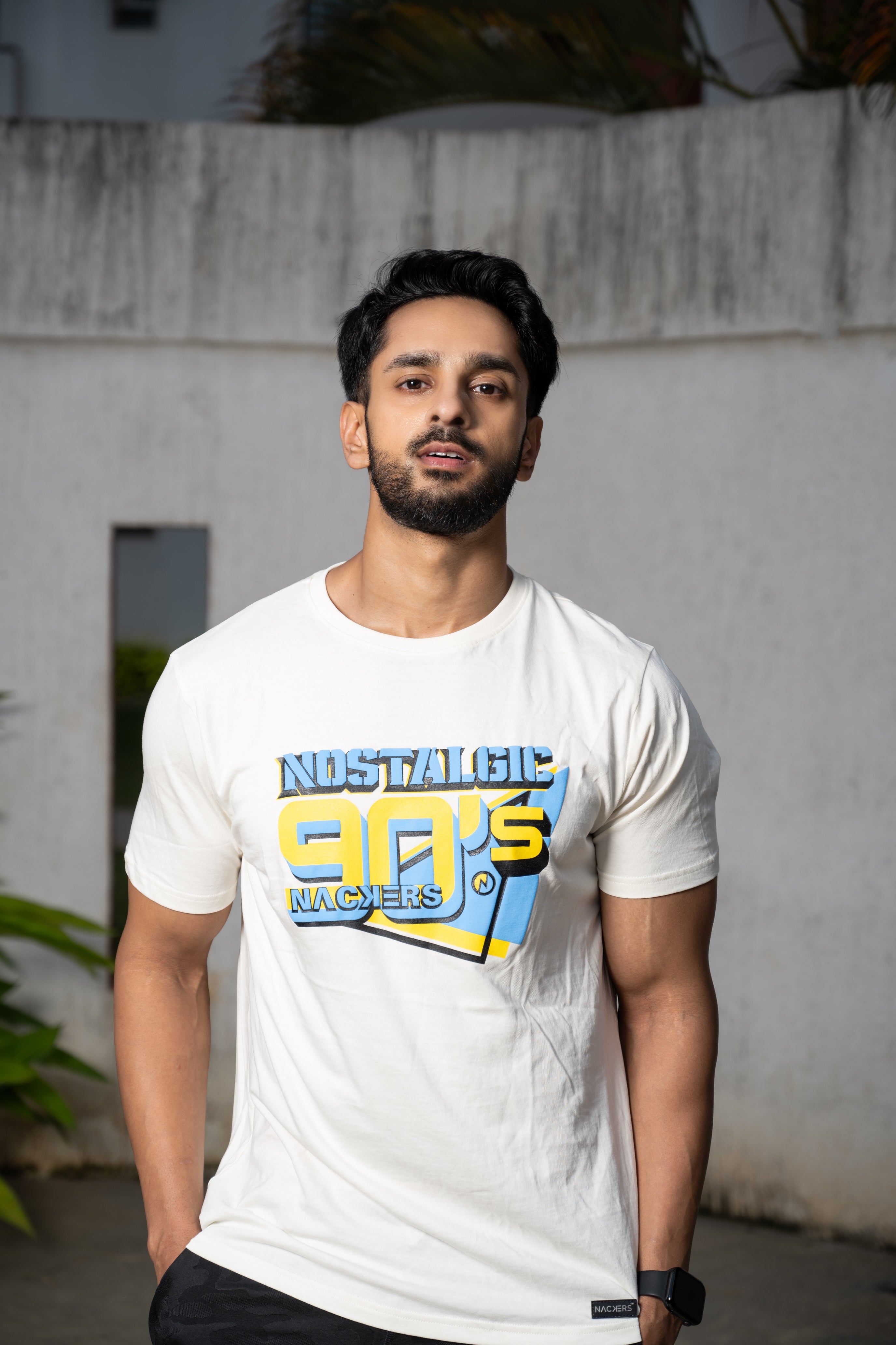 NACKERS Mens Whisper White 100% Super Combed Premium Cotton Half Sleeves Regular Tshirt
