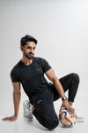 NACKERS Mens Black Polyster Chameleon Spandex Knit Half Sleeves Tshirt