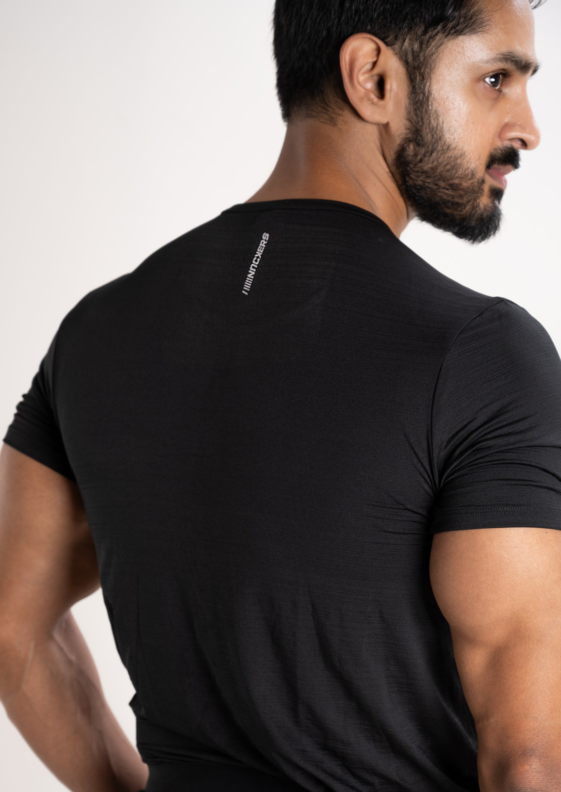 NACKERS Mens Black Polyster Chameleon Spandex Knit Half Sleeves Tshirt
