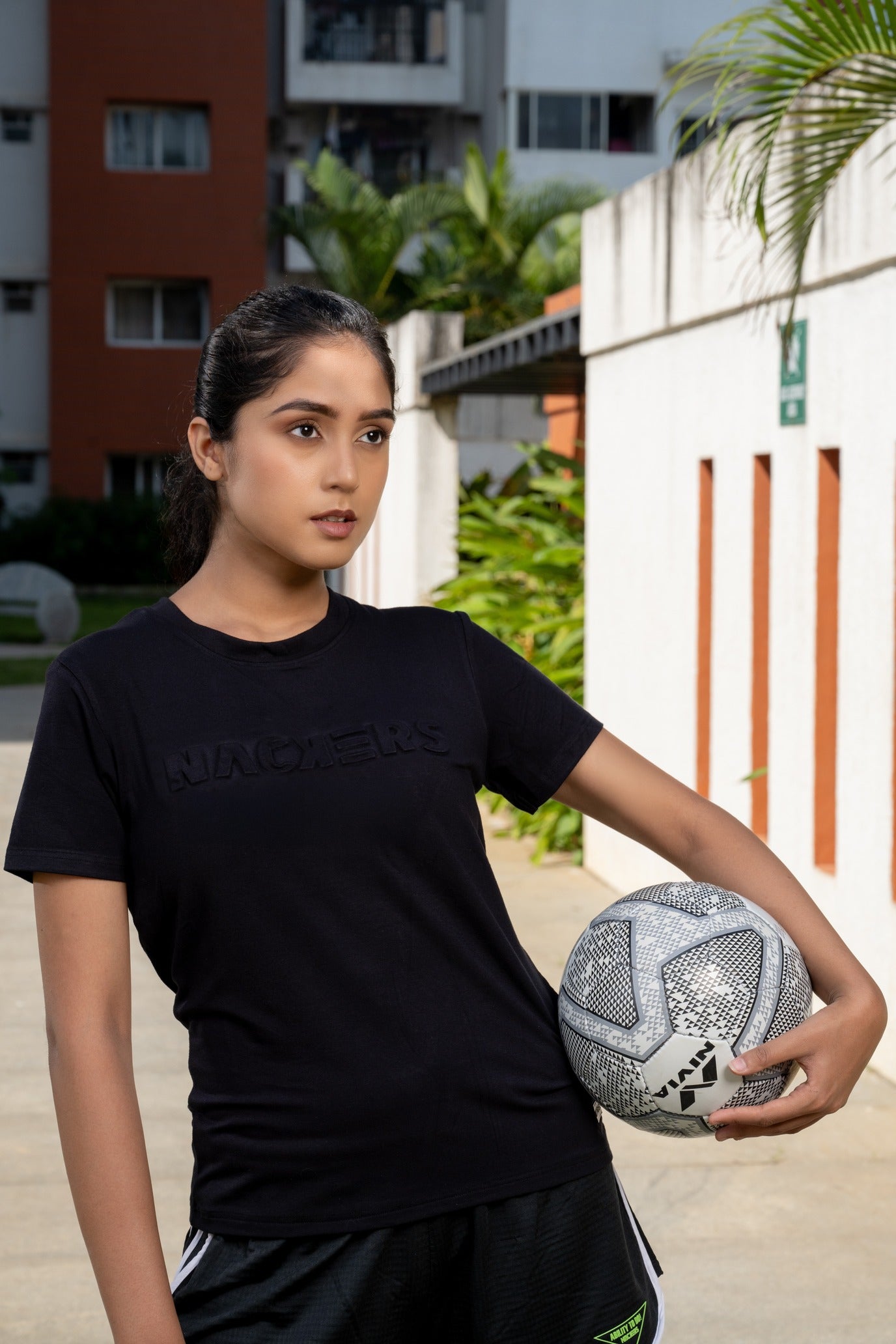 NACKERS Womens Black Bamboo fabric Half Sleeves Regular Tshirt