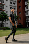 NACKERS Mens Black Bamboo Fabric Half Sleeves Regular Tshirt