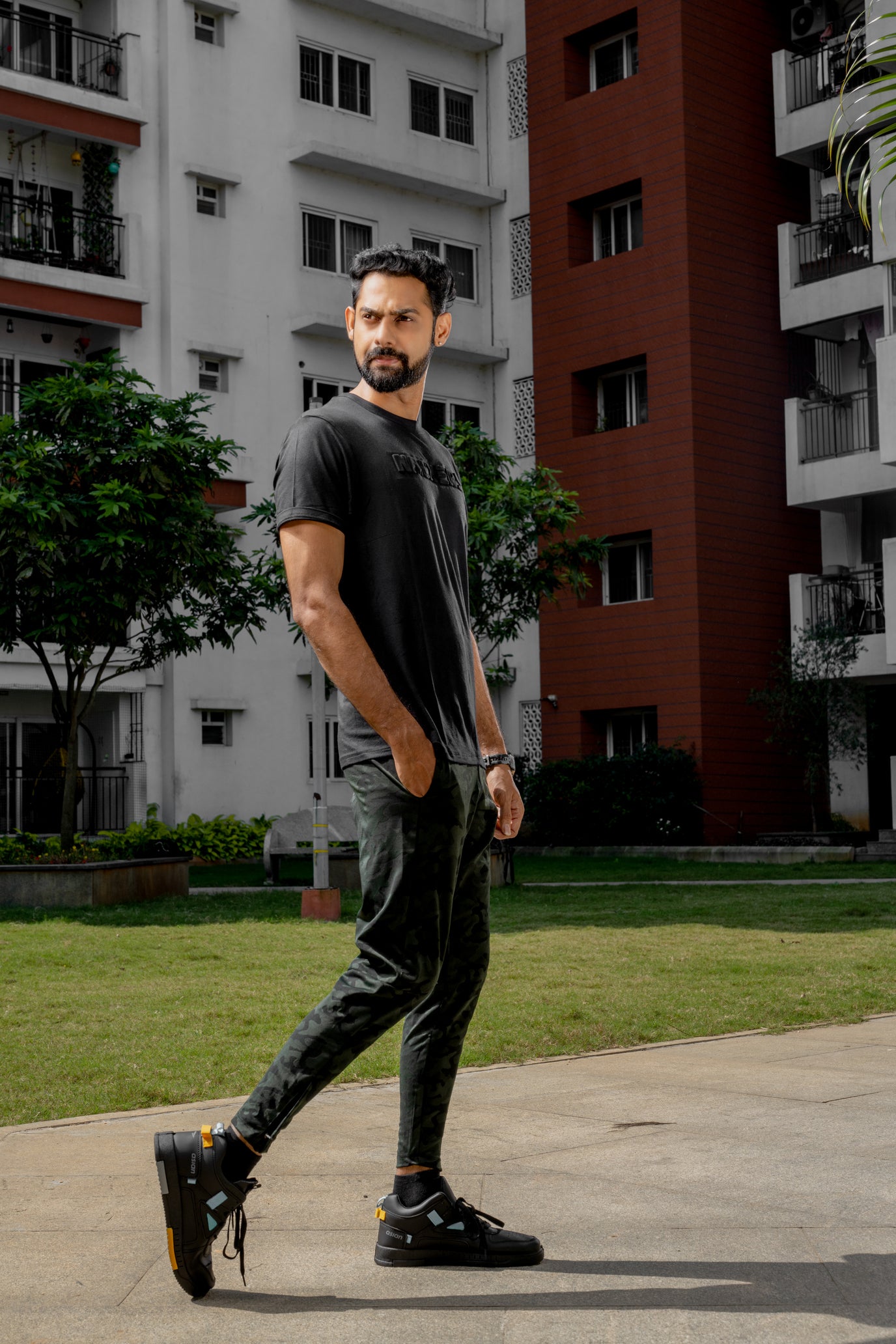NACKERS Mens Black Bamboo Fabric Half Sleeves Regular Tshirt