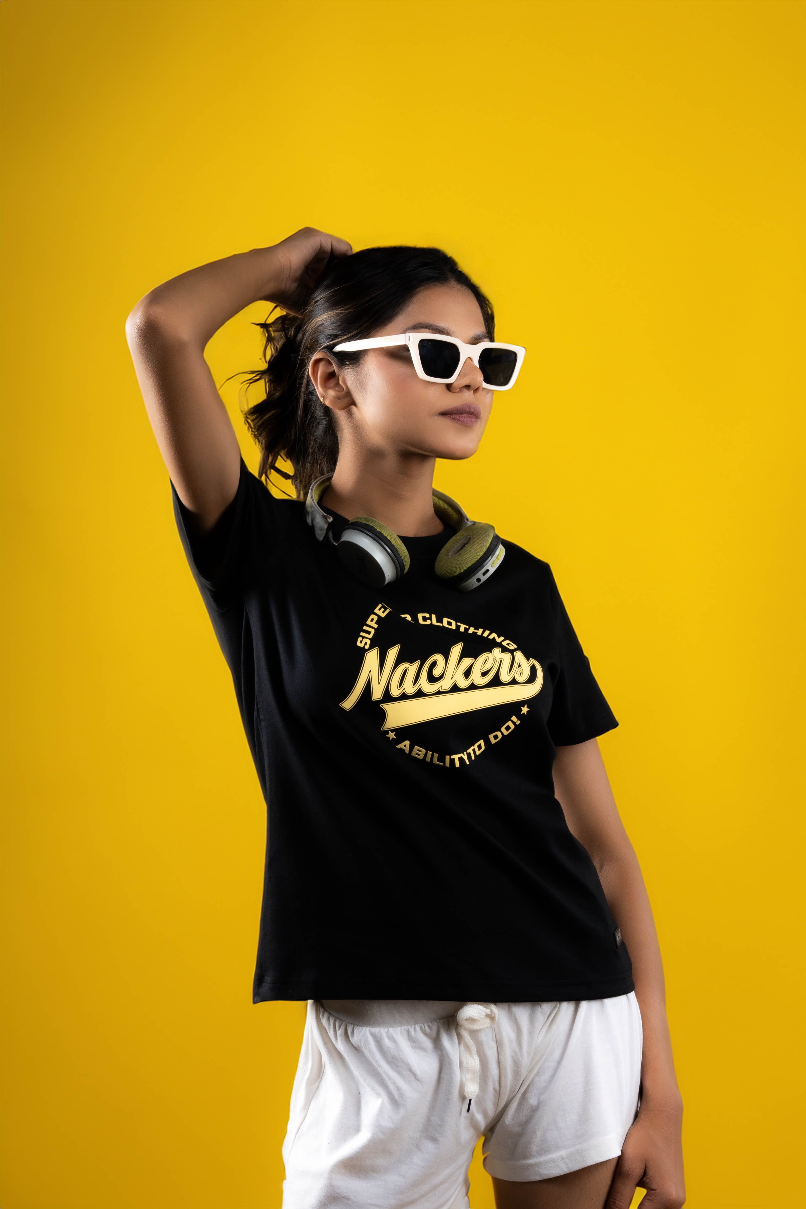 NACKERS Womens Black 100% Interlock Cotton Half Sleeves Regular Tshirt Casual Wear