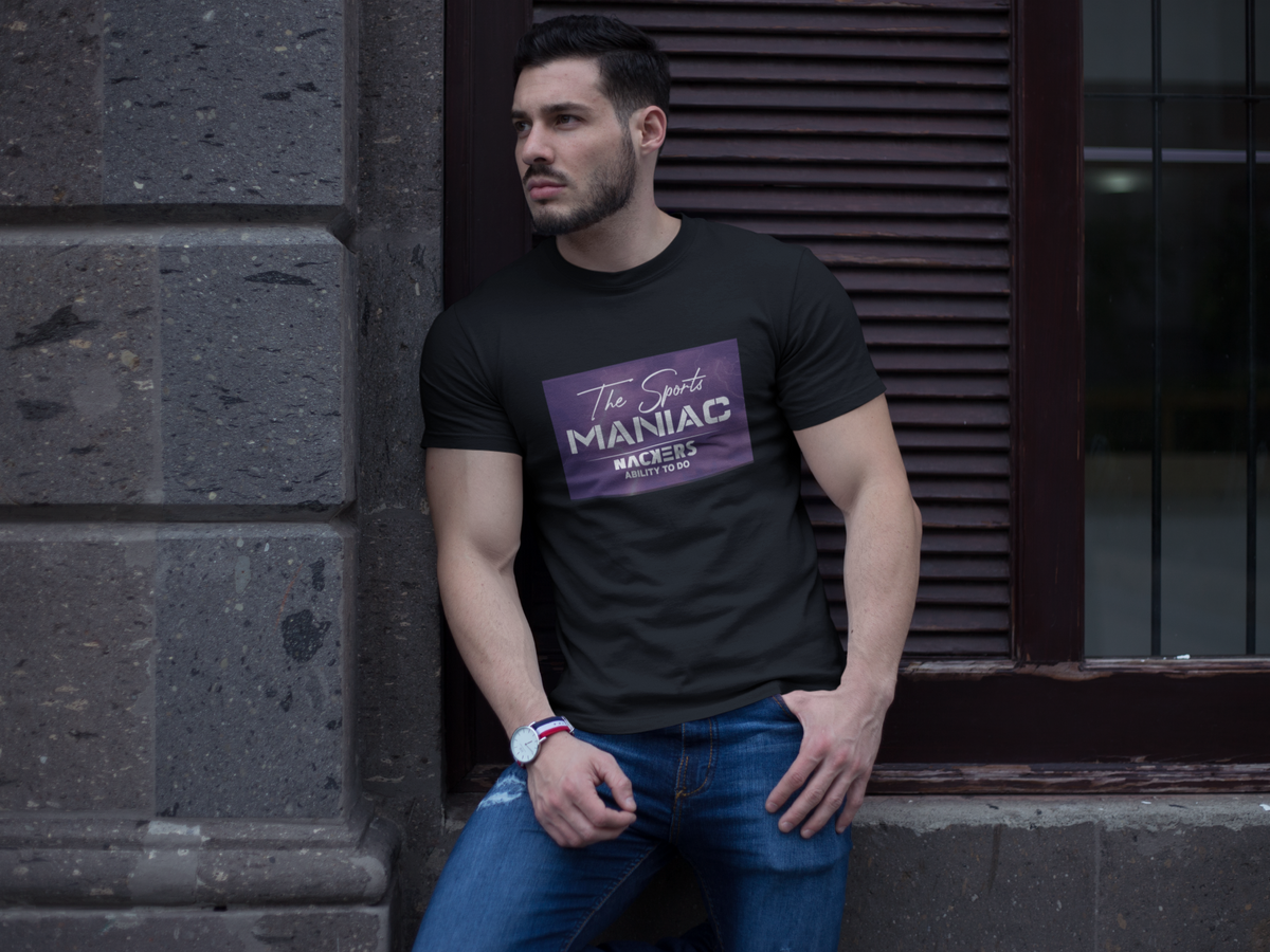 NACKERS Mens Black 100% Interlock Soft Touch Cotton Half Sleeves Regular Tshirt