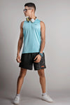 NACKERS Men's Aqua Polyester Melange Sleeveless T-shirt for Sports, Gym Sessions
