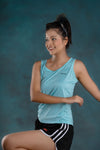 NACKERS Womens Aqua Polyster Melange Sleeveless for Sports, Gym Sessions Tshirt