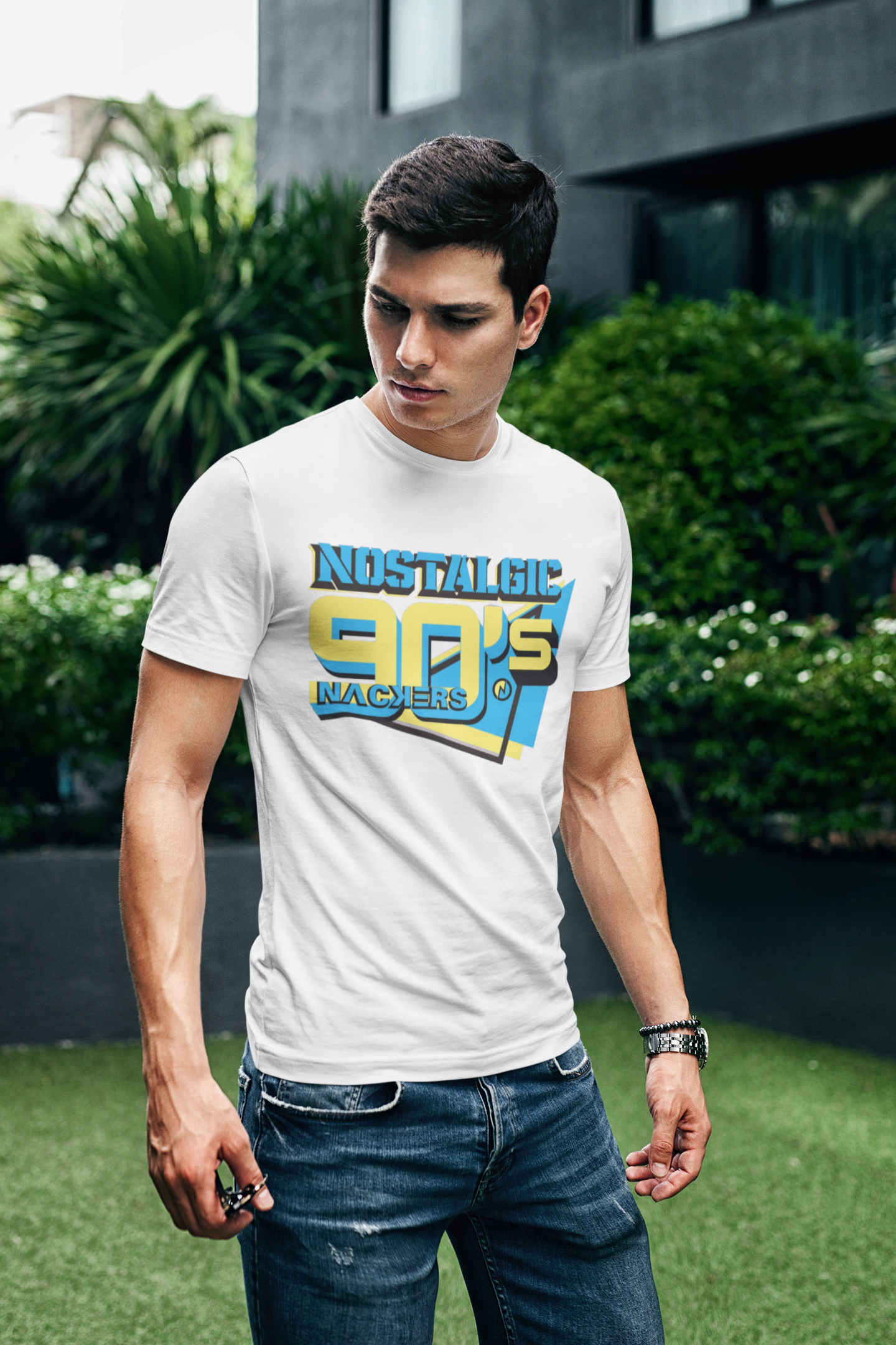 NACKERS Mens Whisper White 100% Super Combed Premium Cotton Half Sleeves Regular Tshirt